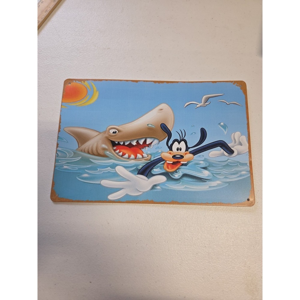 Goofy Shark Ocean Sun Rustic-looking 8x12 Metal Sign